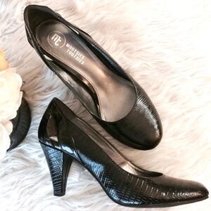 Mootsies Tootsies Eden Black Pumps Snakeprint Career Office Comfort SZ 6